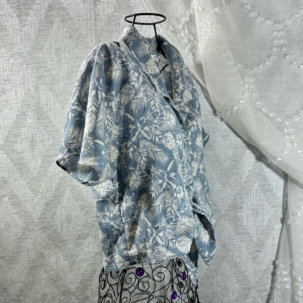 Mod Ref Tropical Pineapple Cropped Collared Butto… - image 6